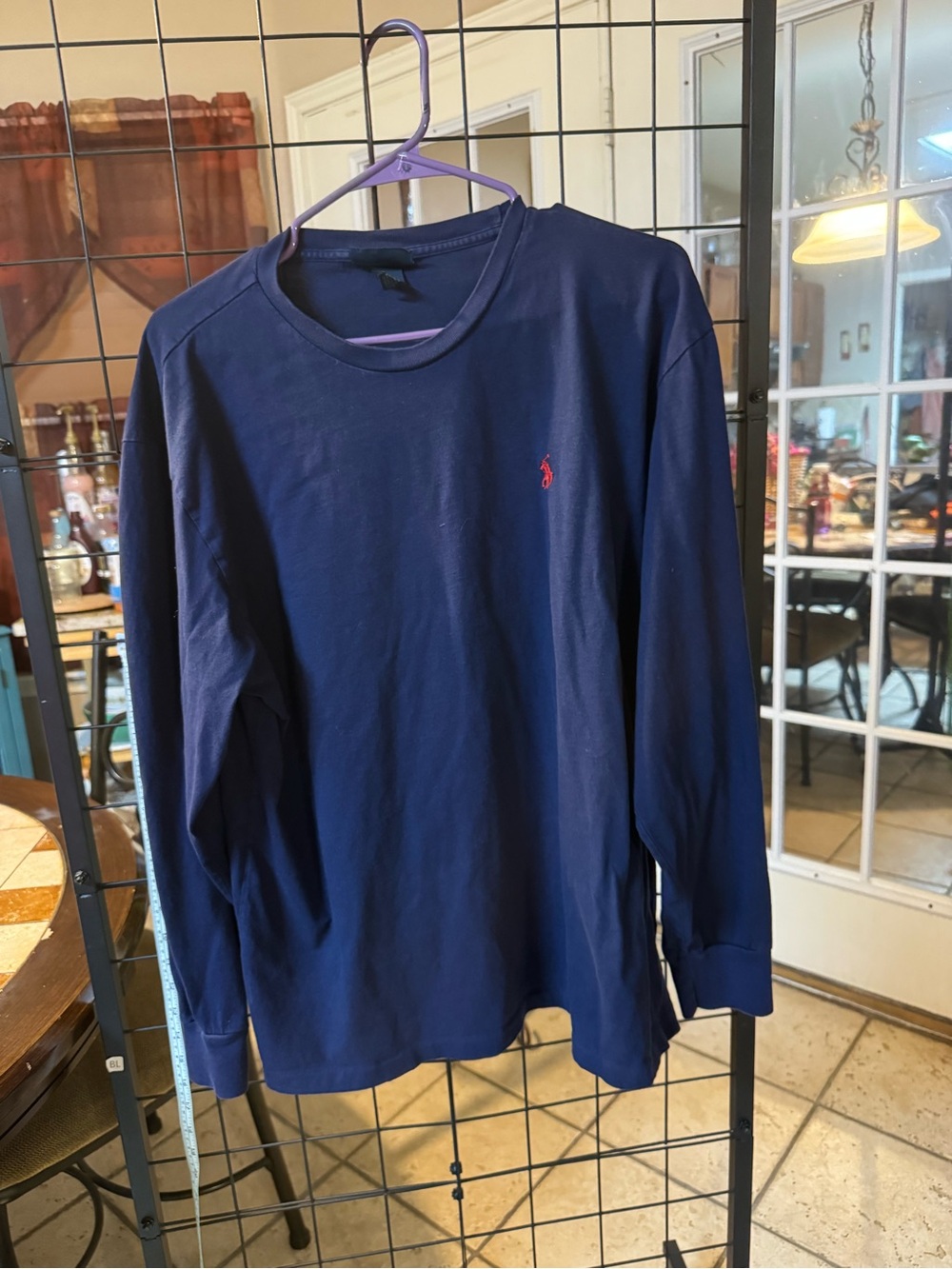 Ralph Lauren Navy Long Sleeve Crewneck with Red Pony